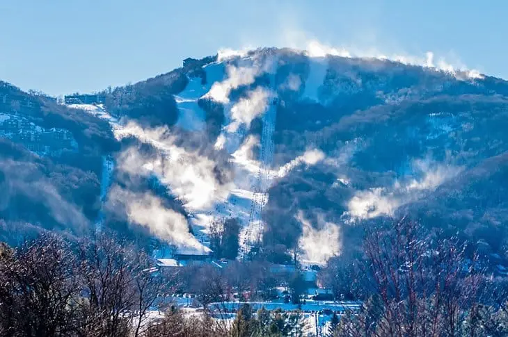 Skiers at Sugar Mountain, North Carolina's largest ski resort