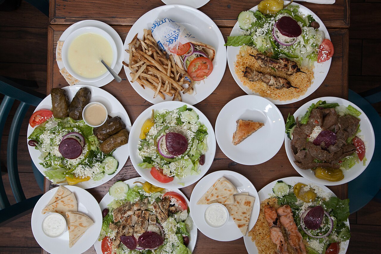 Traditional Greek meze spread with feta, olives, and grilled octopus