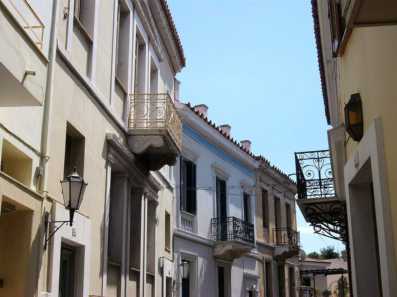 Colourful street in the Plaka neighbourhood below the Acropolis