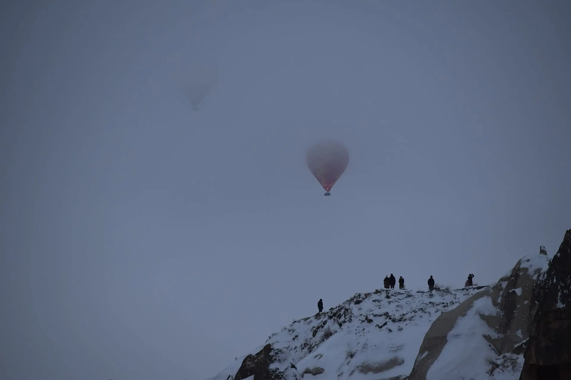Snow-dusted fairy chimneys of Cappadocia in winter