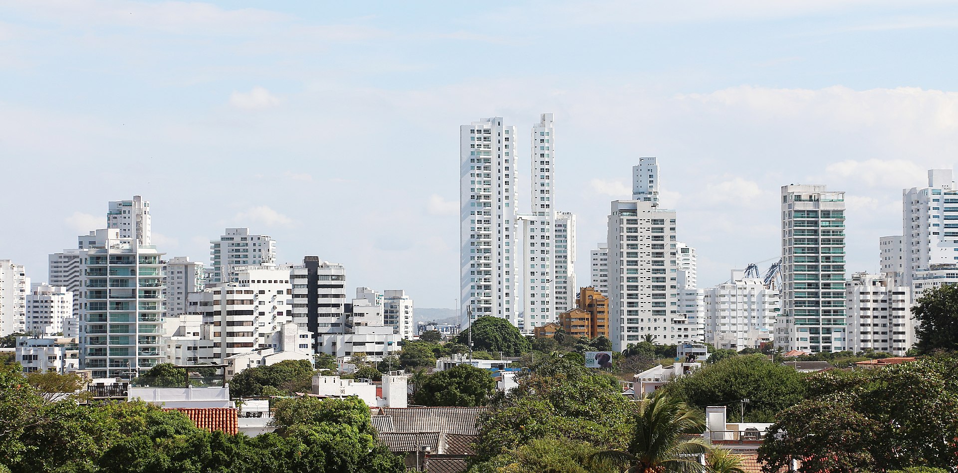 Cartagena's walled city with Caribbean Sea