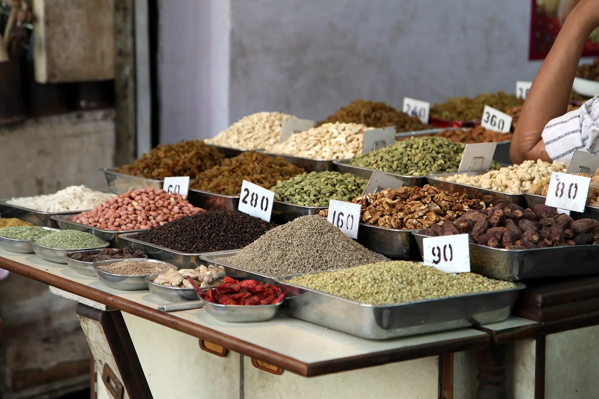 A vibrant Indian spice bazaar