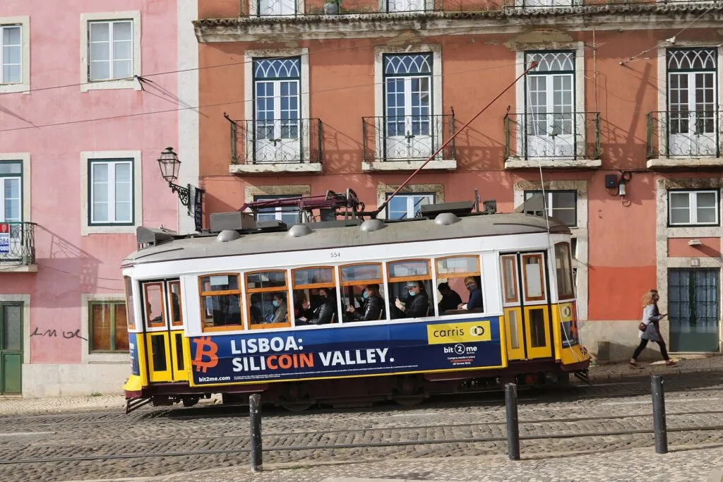 A tram in Lisbon, Portugal