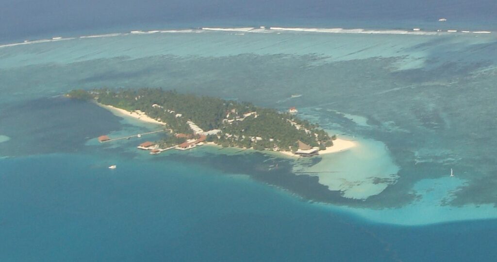 A Maldives island and lagoon