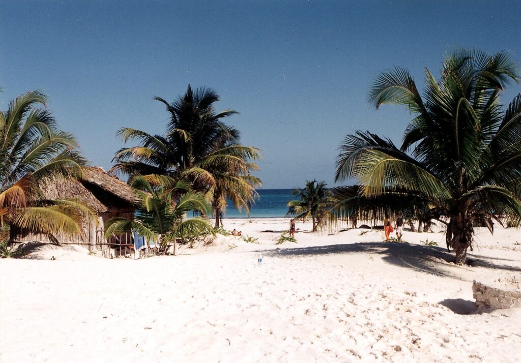 Mayan ruins above the beach at Tulum, Mexico