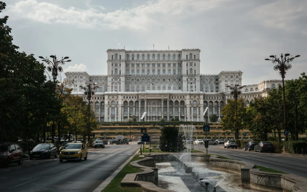 The vast Palace of the Parliament in Bucharest, Romania
