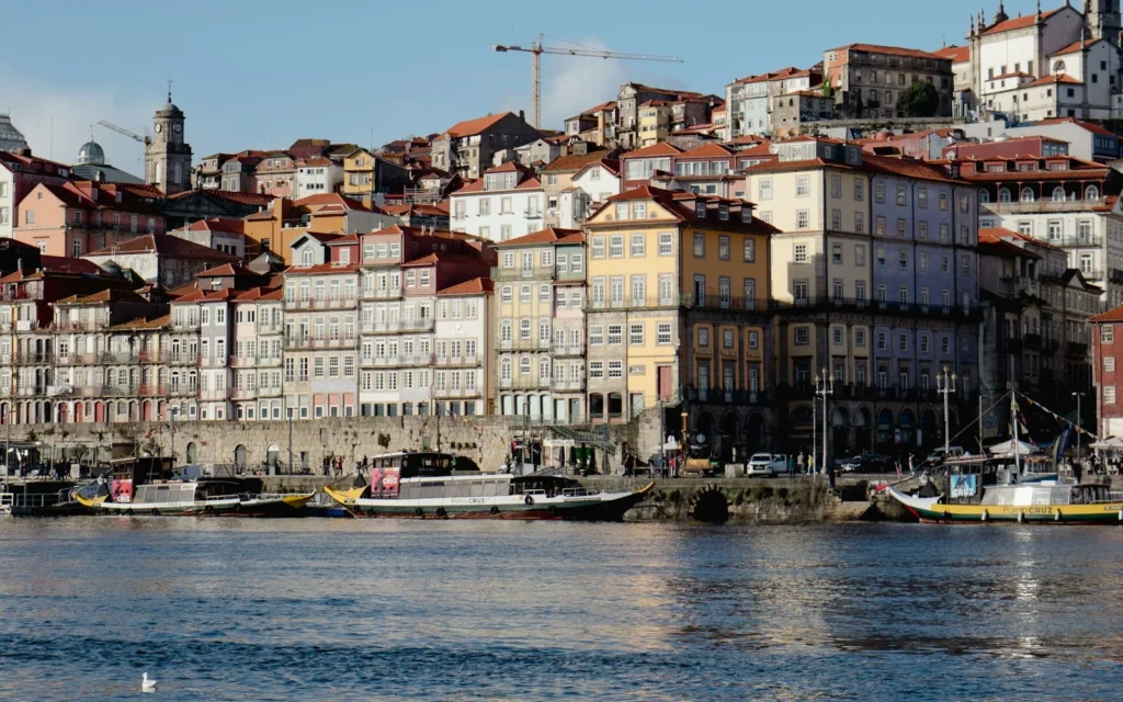 Colourful houses above the Douro in Porto, Portugal