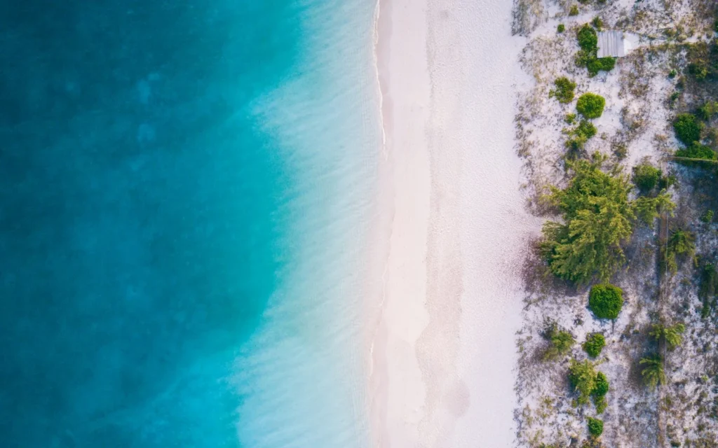 The pale turquoise water and white sand of Grace Bay, Turks and Caicos