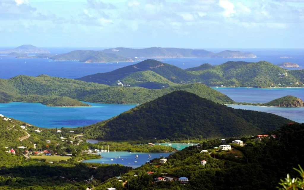 Green headlands above the bays of St John, US Virgin Islands