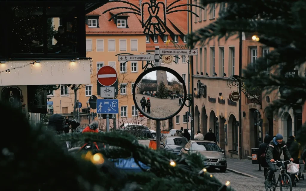 The Christkindlesmarkt Christmas market in Nuremberg's old town, Germany