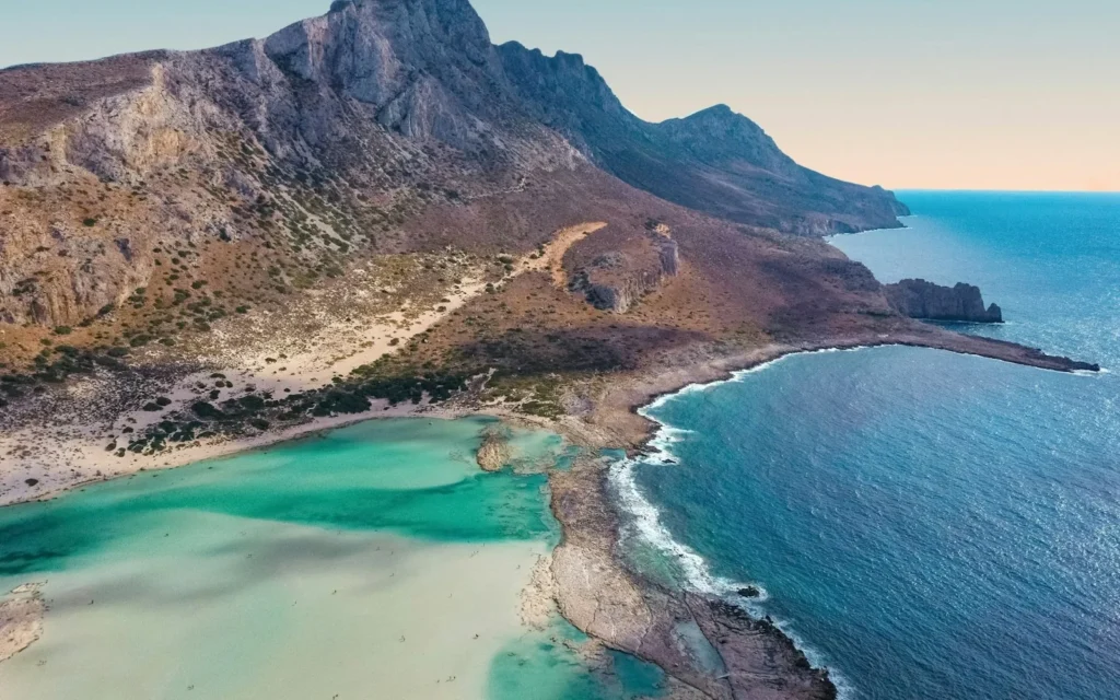 The turquoise Balos lagoon on the coast of Crete, Greece