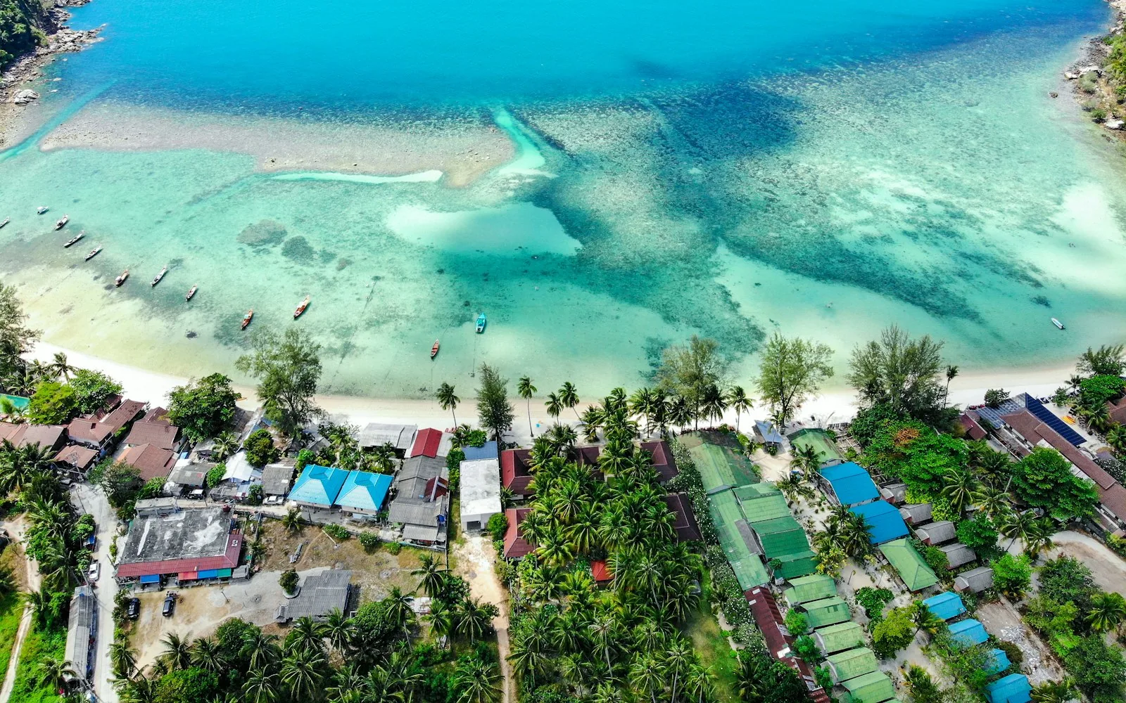 Clear shallow water over the reef at Koh Tao, Thailand