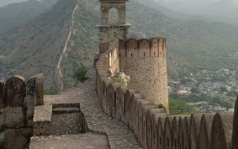 A hilltop fort above the plains of Rajasthan, India