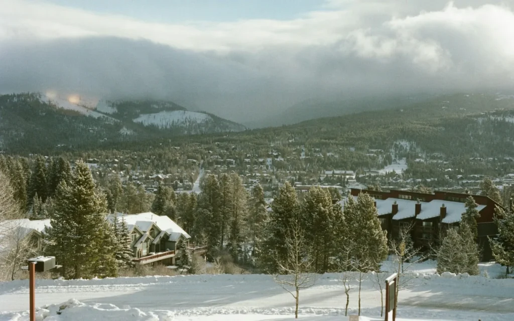 Ski runs above the mountain town of Breckenridge, Colorado