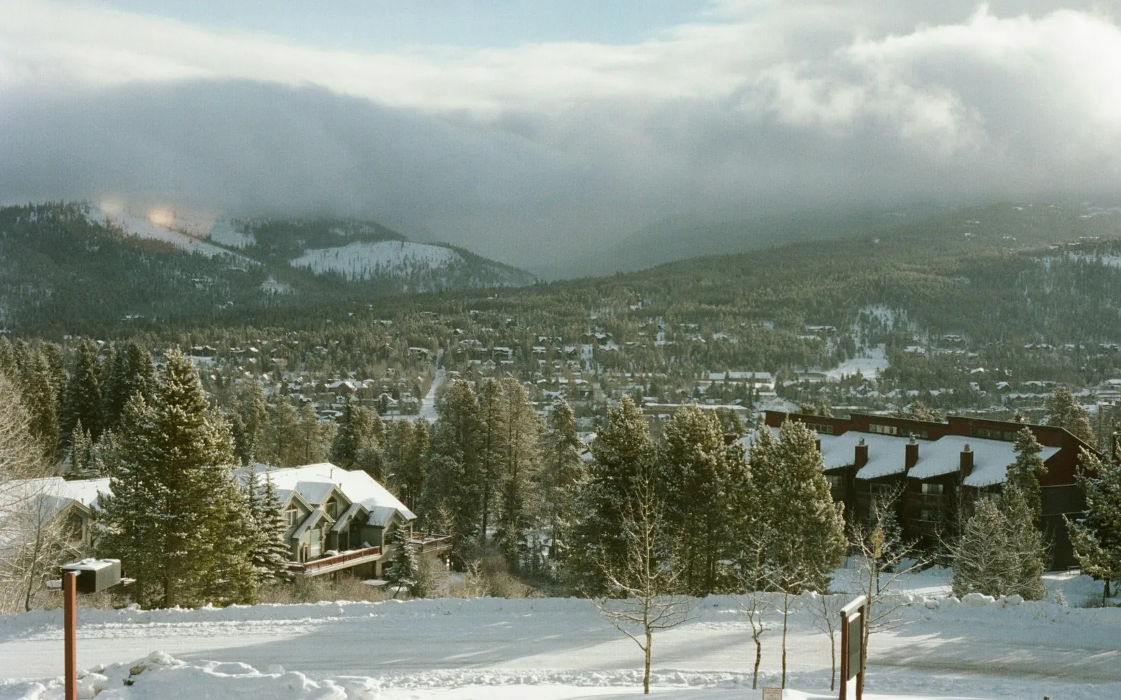Ski runs above the mountain town of Breckenridge, Colorado