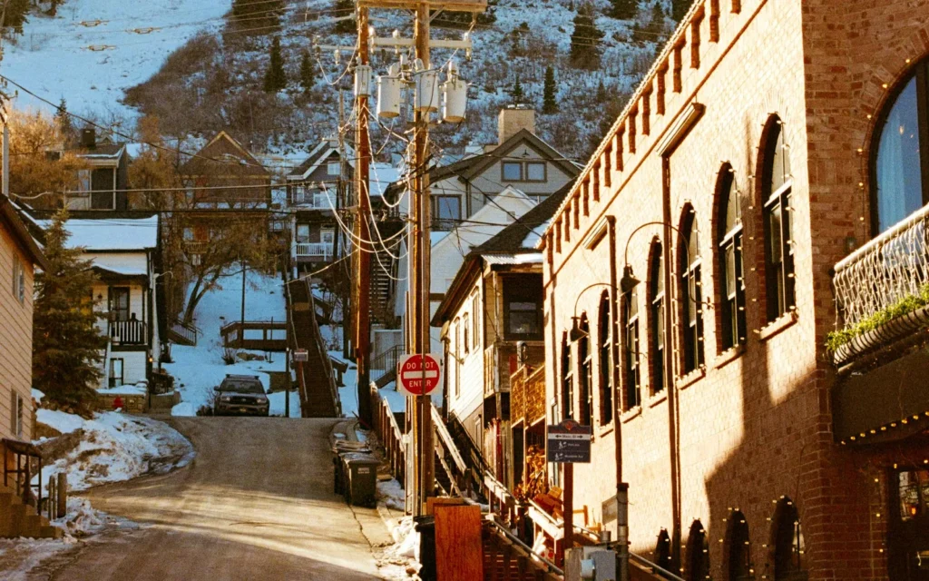 Historic Main Street below the slopes in Park City, Utah