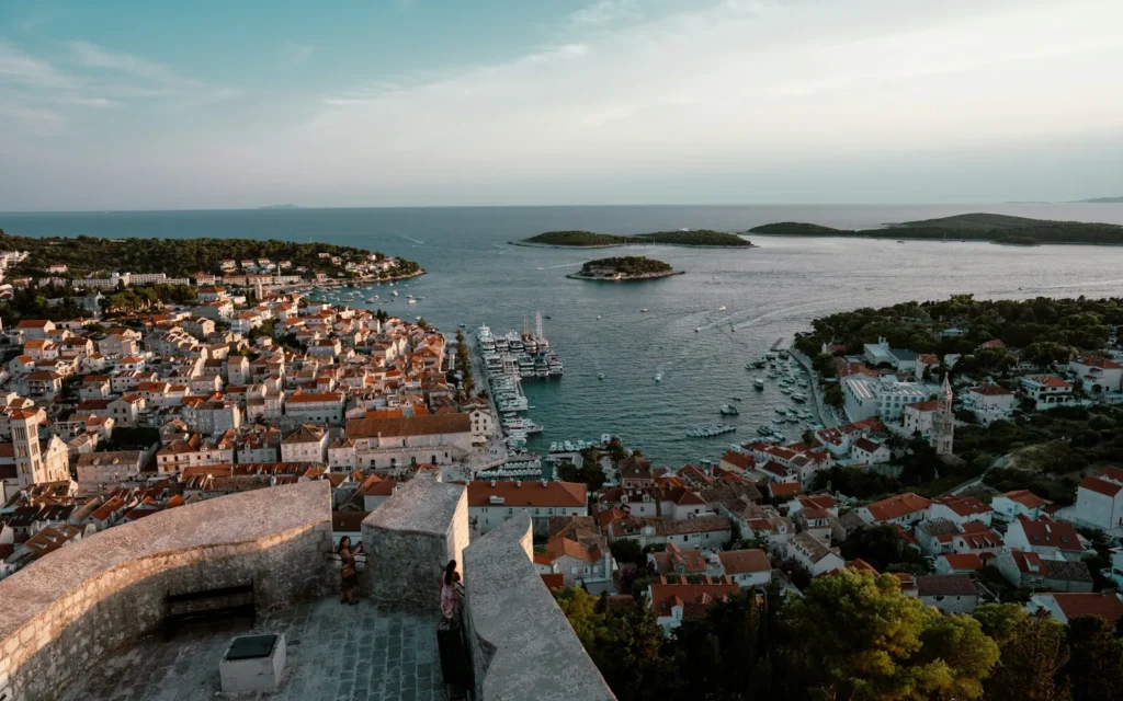 The red-roofed harbour town of Hvar and its islands, Croatia