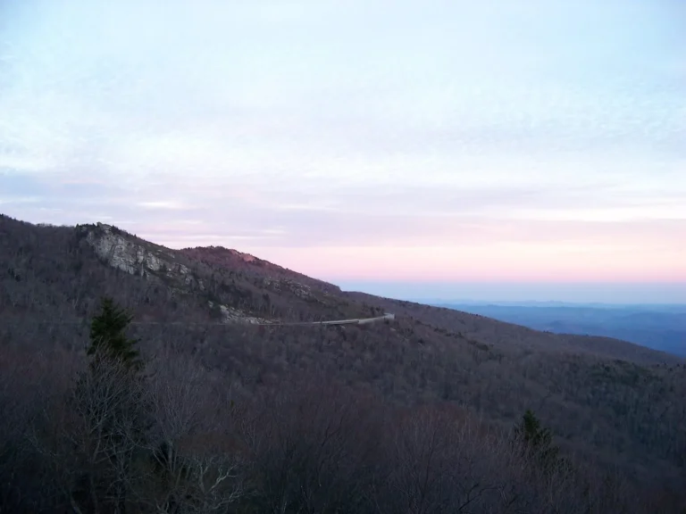 Layered blue ridges seen from the Blue Ridge Parkway in North Carolina
