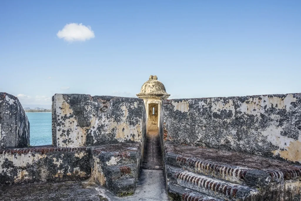 A garita sentry box on the ramparts of Castillo San Felipe del Morro in Old San Juan, Puerto Rico